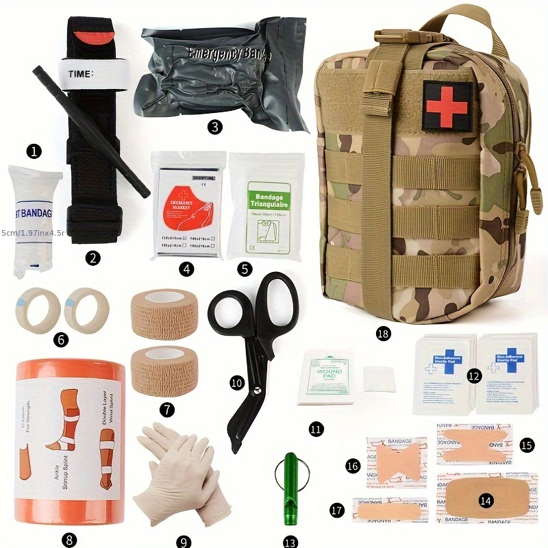 18 Kinds Outdoor Travel Emergency Kit Multifunctional - Temu
