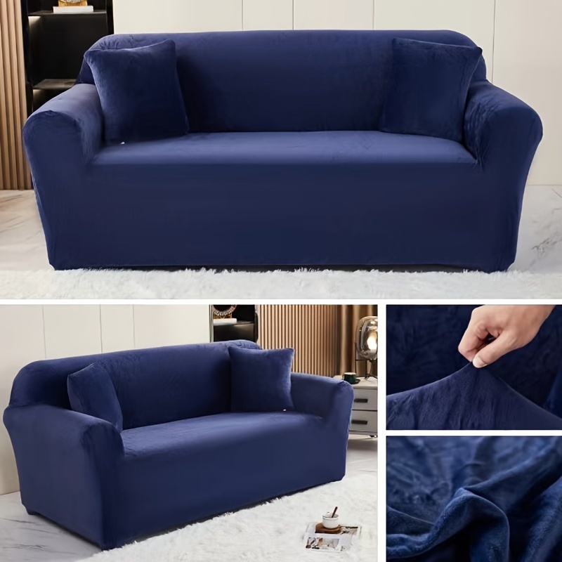 Velvet Sofa Seat Cushion Cover Thick Solid Soft Stretch Sofa Plush  Slipcovers