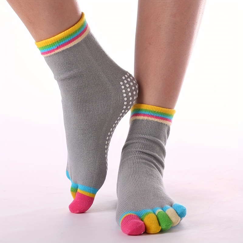 SATINIOR 7 Pairs Yoga Socks Women Full Toe Sock Non Slip Sticky Gripper  Socks with Strap, Multicolor, One Size