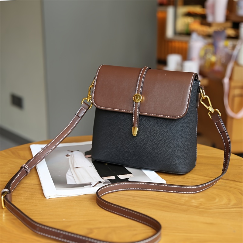 Coffee Genuine Leather Flap Shouler Bags Purse