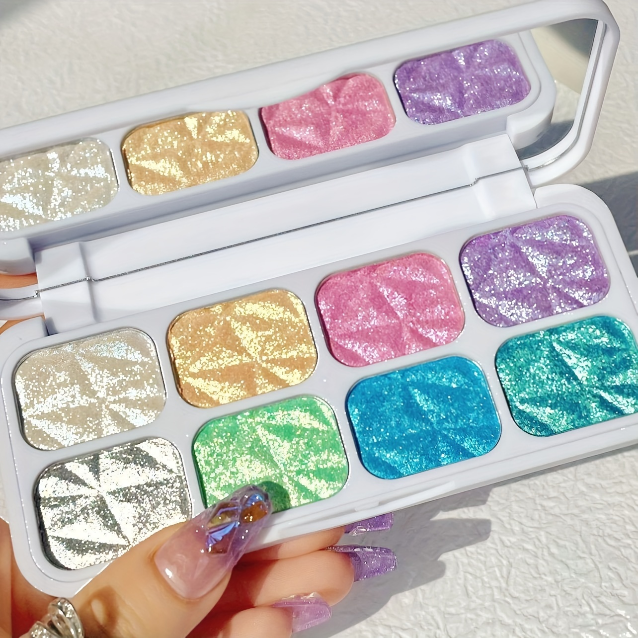 Chameleon Highlighter Palette Eyeshadow Face Body Pigment, Macaron Diamond  Shimmer Glitter Colorful Highlighter Powder, Stage Makeup Bronzer Powder