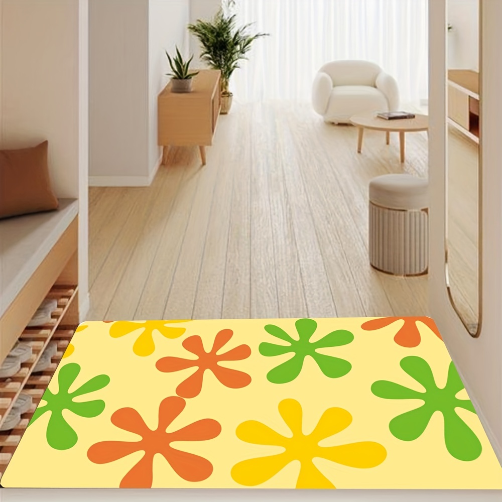 Floral Floor Mat, Super Absorbent Quick Drying Bare Bath Mat, Suitable For  Bathroom Floor Non-slip Bathroom Mat, With Rubber Backing, Ultra-thin  Bathroom Carpet For Under The Door - Temu