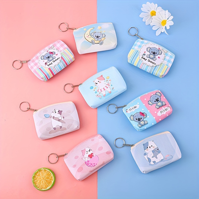 Mini Pu Leather Coin Purse With Keychain, Scarf Decor Earphone Bag,  Lipstick Bag With Snap Button, Car Key Bag Decoration Pendant - Temu