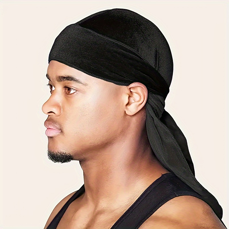 Velvet Men Durag –Premium Durag Cap Headwraps (2PCS) with Extra Long Tail  and Wide Straps for 360 Waves