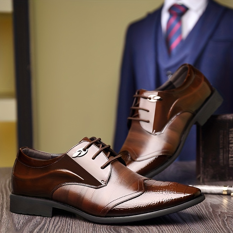 Men's Derby Shoes, Lace-up Front Dress Shoes For Men, Business Formal  Wedding Black Tie Optional Events - Temu
