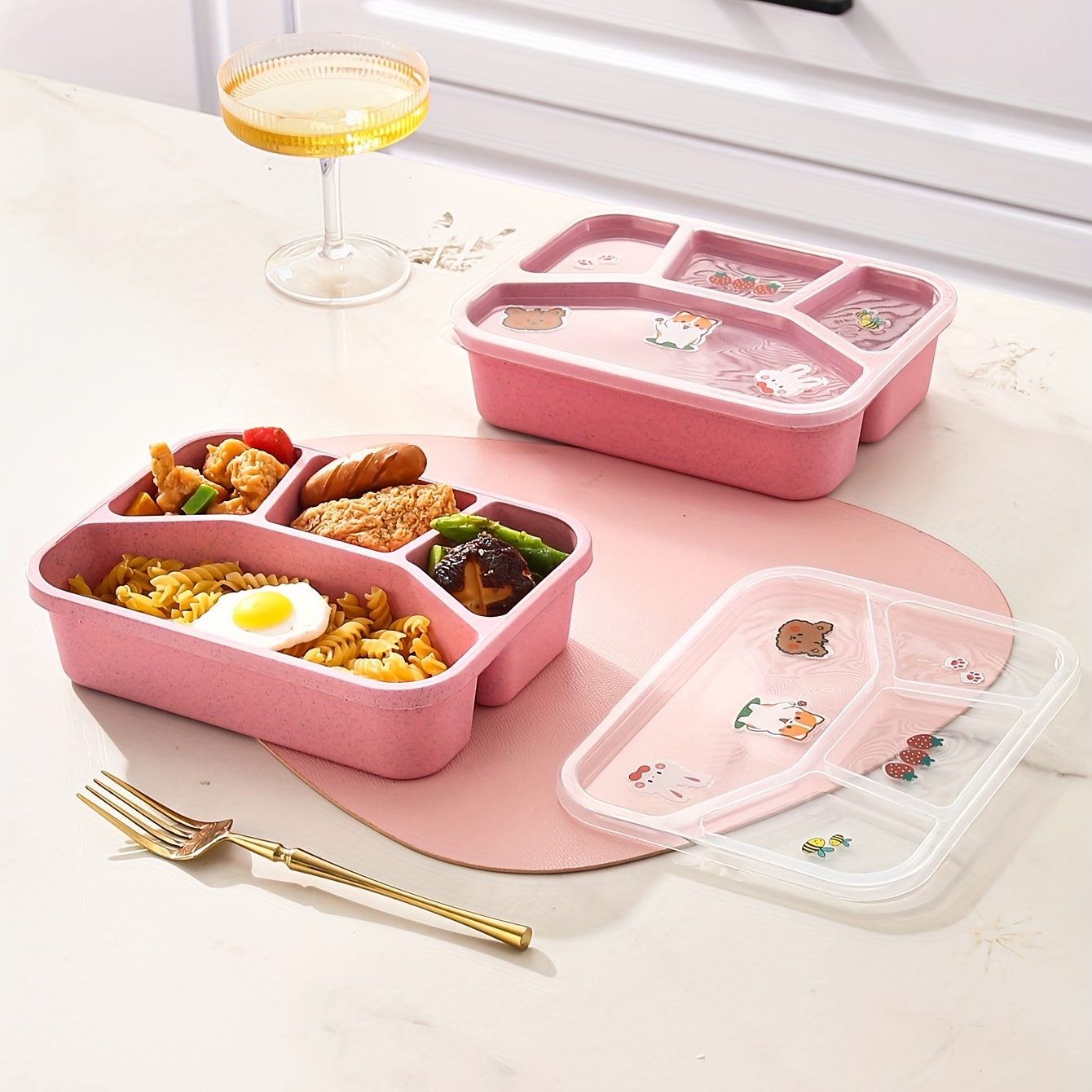 Grids Lunch Box Disposable Bento Lunchbox Microwave Biodegradable