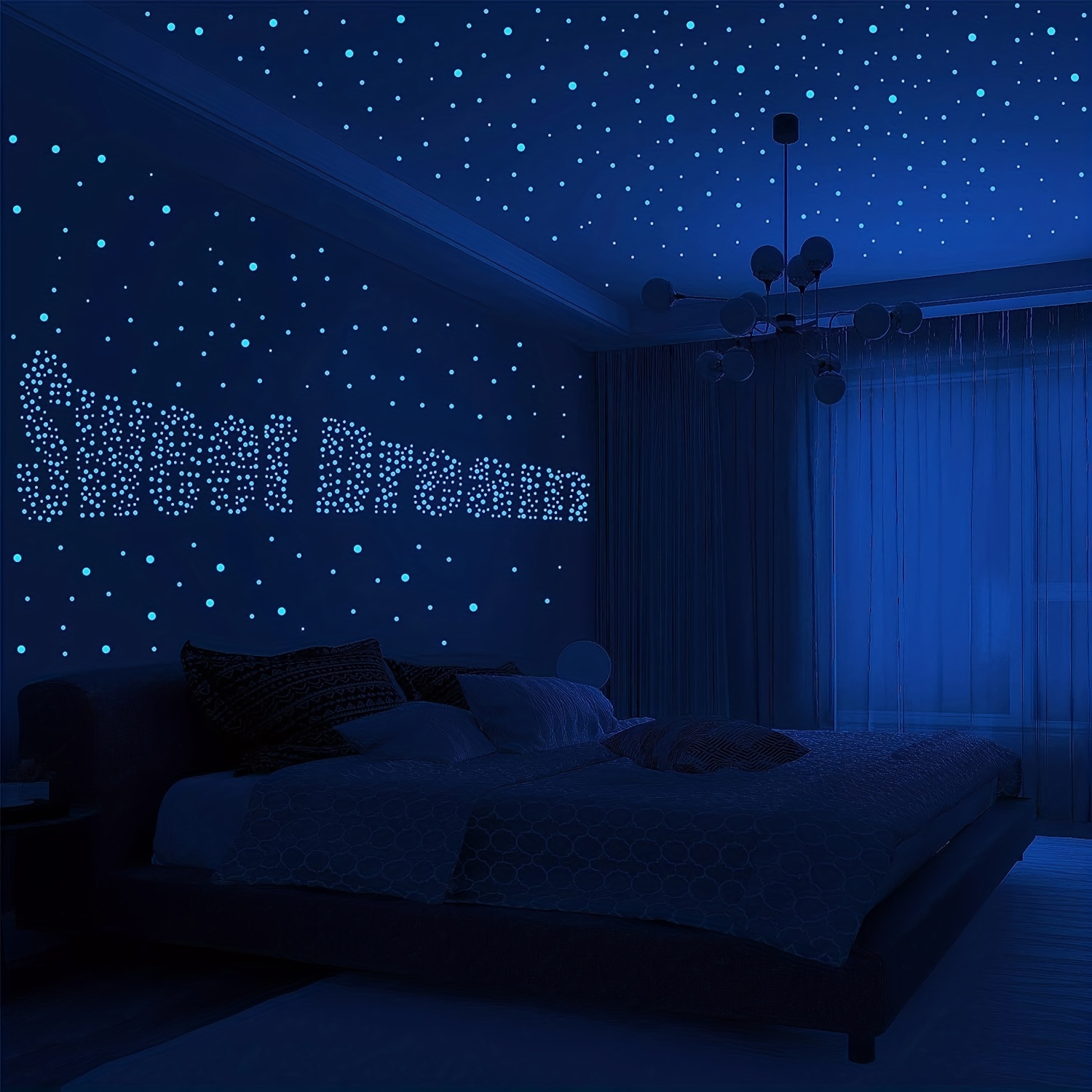 Lot d'étoiles phosphorescente lumineuse la nuit pour chambre d
