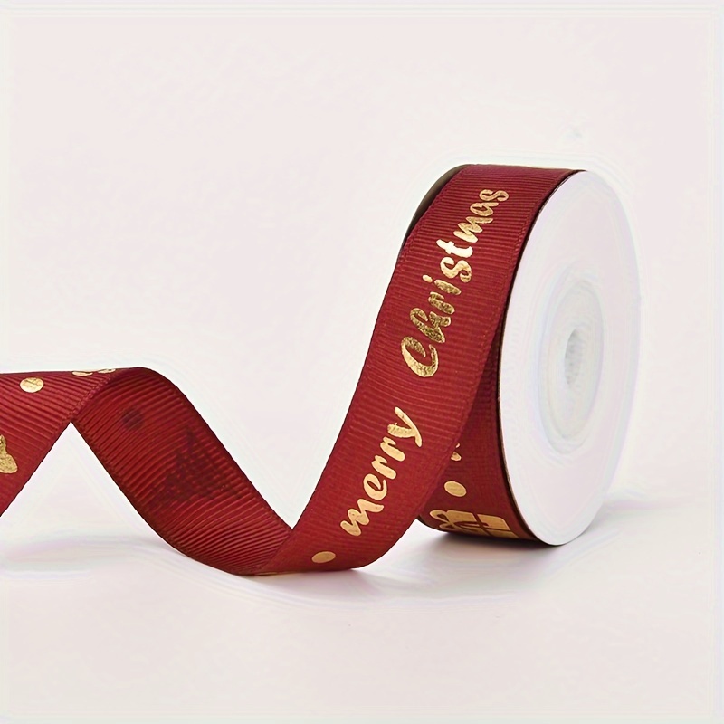 1 Roll 9m Christmas Wrapping Ribbon With Santa & Snowflakes Print, Red  Satin Ribbon For Holiday Decoration, Wreath Making