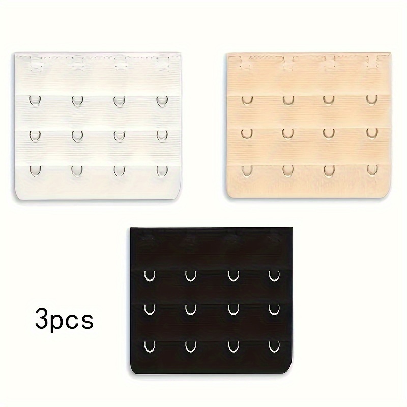 3pcs Elastic Back Bra Extender 4 Hook 3 Rows Extension Strap Black White  Beige : Clothing, Shoes & Jewelry 