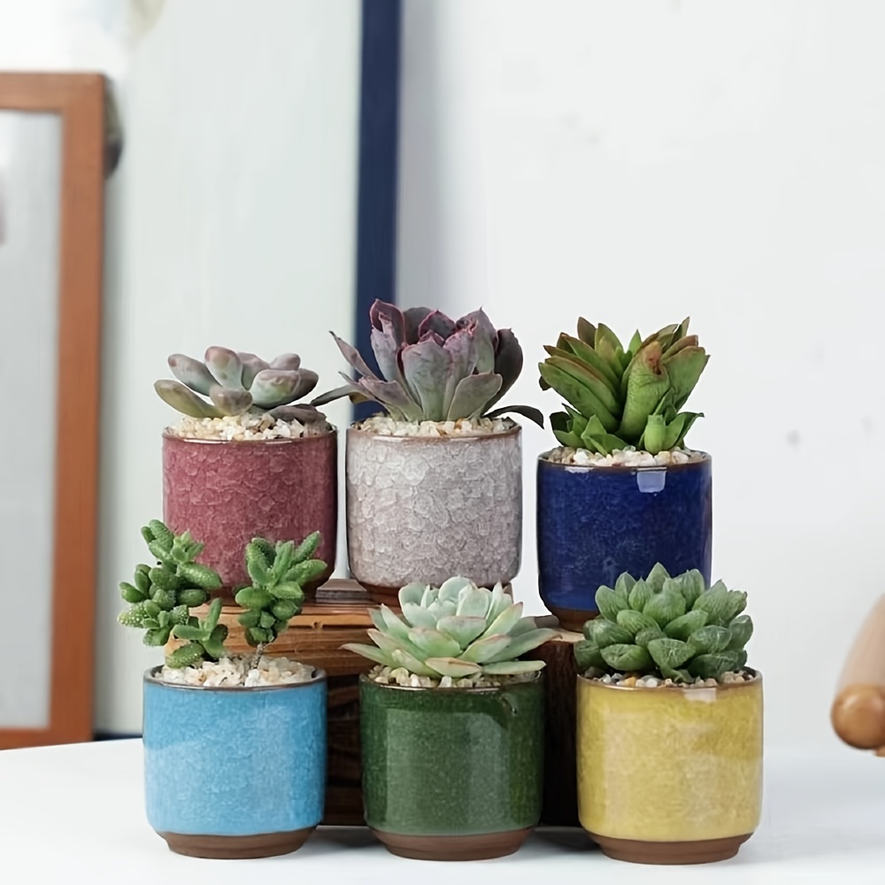 6 Pack of 2.36 Ceramic Succulent Plant Pots - Perfect for Home Garden & Office Decor (No Plants Included)