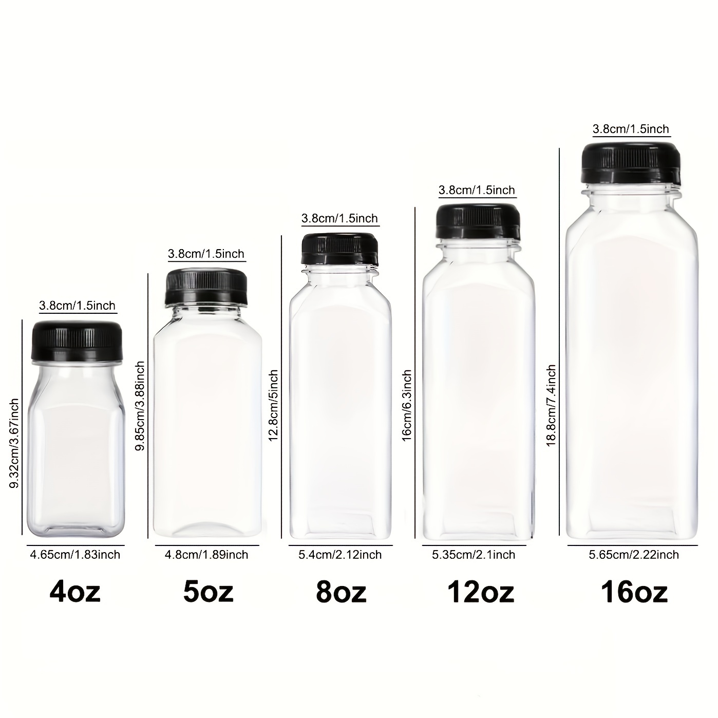 Reusable Pet Plastic Juice Bottles With Leak-proof Lids -,,,, - Perfect For  Juicing, Smoothies, Milk, Salad Dressing, And More - Clear Drink Containers  For Beverages And Food Grade - Temu