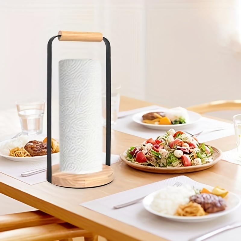 Vertical Paper Towel Holder Wooden Iron Paper Towel Holder - Temu