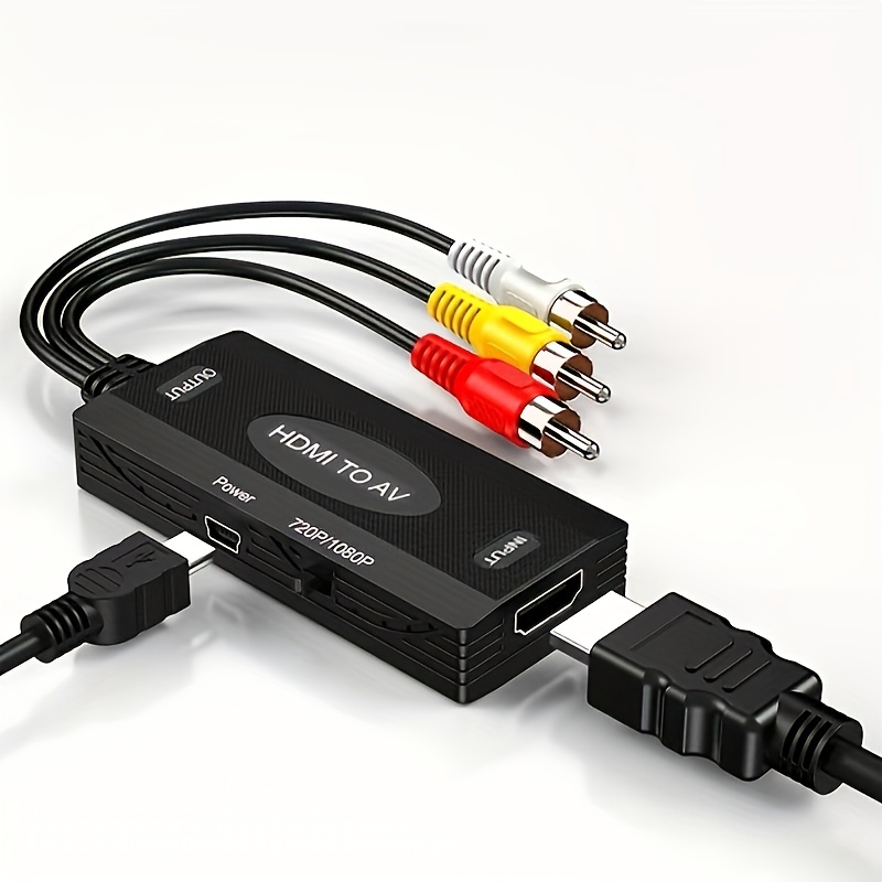 Convertidor AV a HDMI, adaptador RCA/Compuesto/CVBS a HDMI, compatible con  interruptor 16:9/4:3 compatible con Wii/N64/PS1/PS2/PS3/VHS/VCR/DVD, etc.