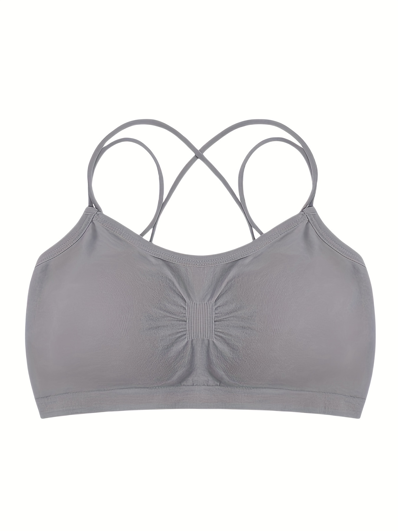 Solid Ribbed Wireless Bras Comfy Breathable Criss Cross Back - Temu