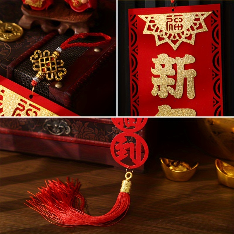 Chinese New Year Hanging Decorations 2024 Dragon Door Sign Red