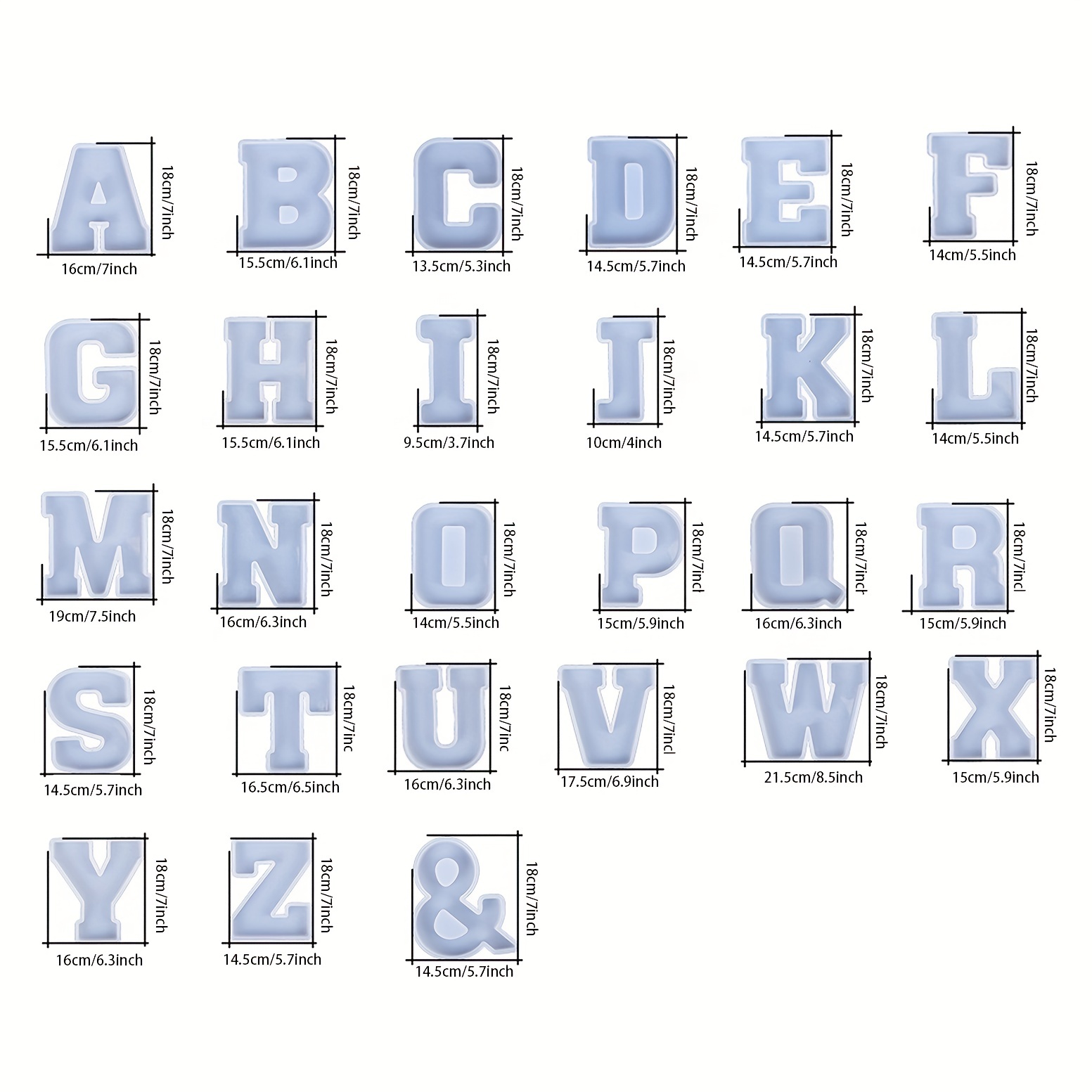  LUXWIN Large Letter Molds for Resin,7inch 3D Alphabet