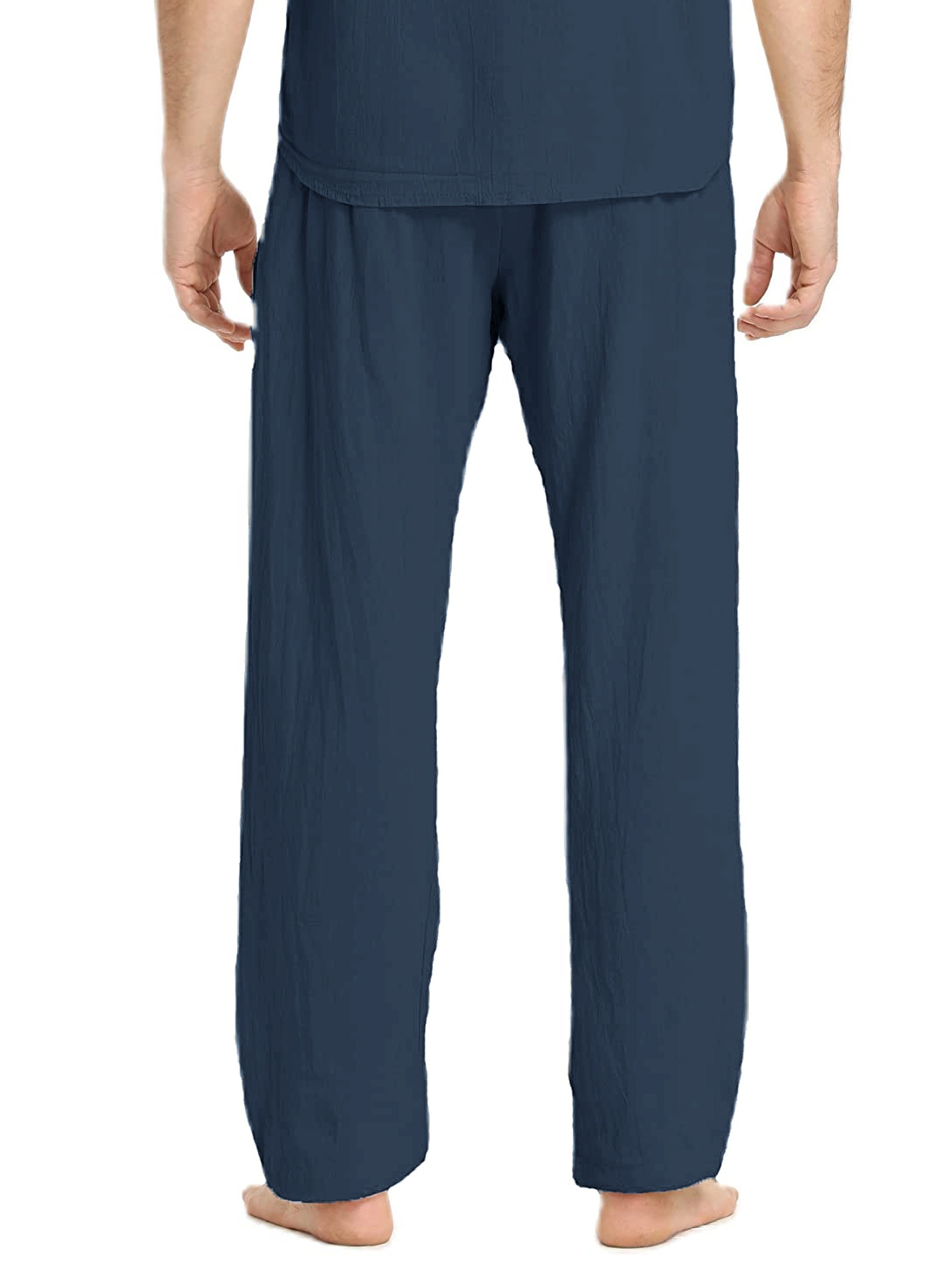 Mens Linen Drawstring Pants In A Baggy Look Without Zipper Regular And Plus  Size. – Liash
