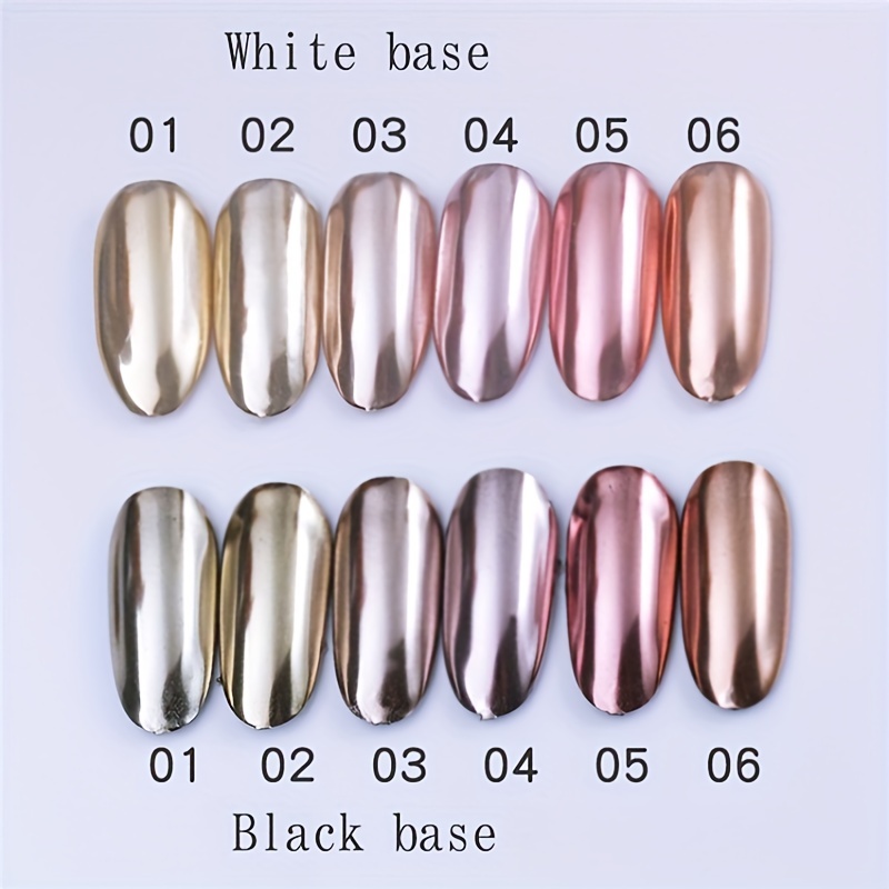 6 Colors Holographic Rose Gold Chrome Nail Powder With Eyeshadow