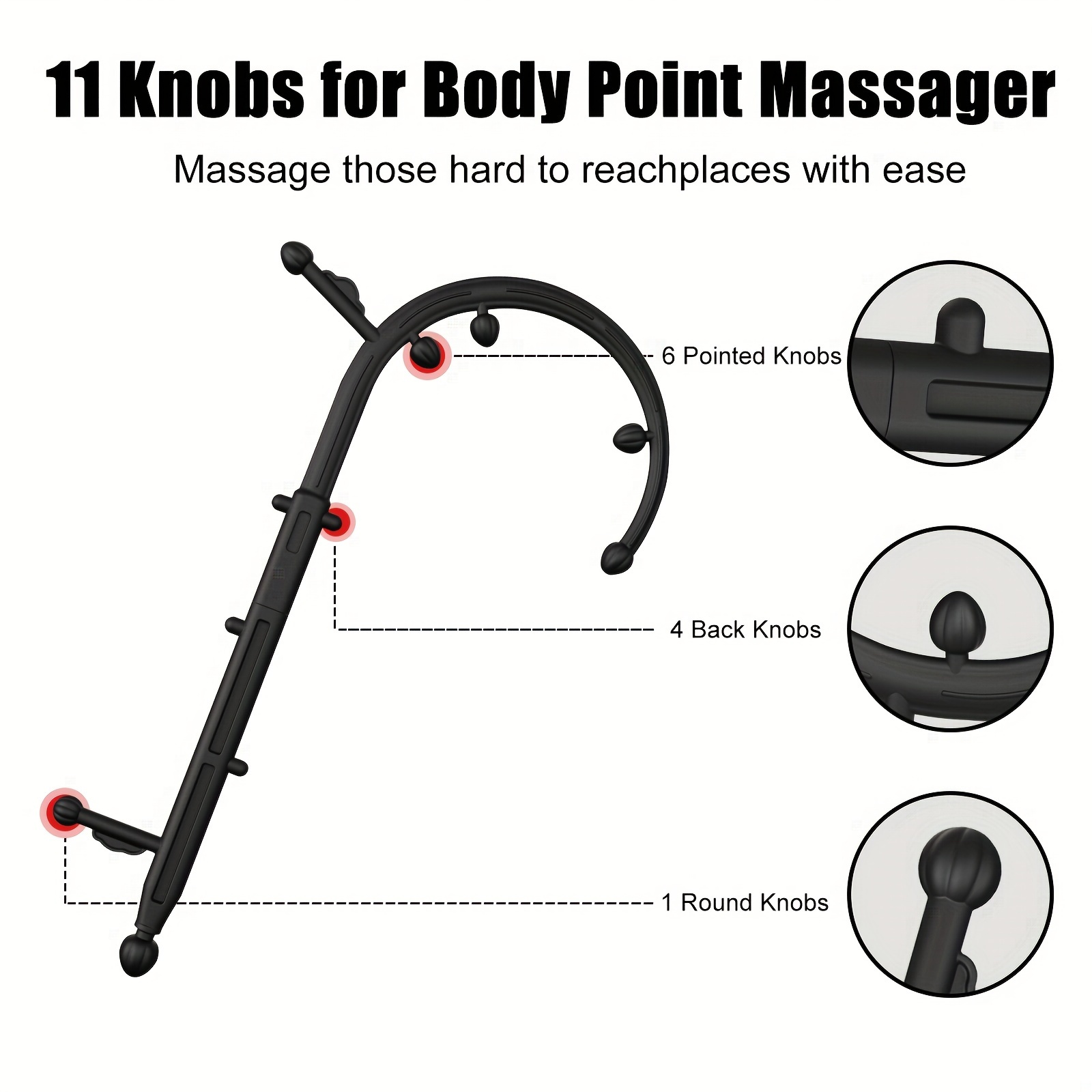 Back And Neck Massager - Self-massage Tool, Massage Trigger Point Cane,  Handheld Massager Wand For Back, Neck, Shoulders, Legs And Feet, Muscle  Knot Remover, Birthday Gift For Women/men (black) - Temu United