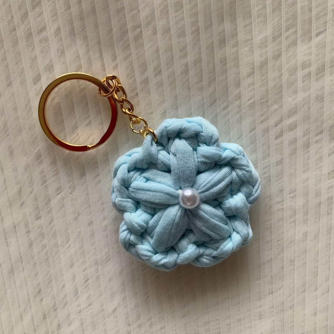 Handmade Knitted Flower Keychain Keyring For Women Girl