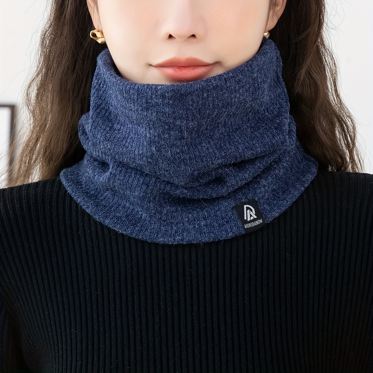Stylish Warm Snap Neck Gaiter Solid Color Soft Fleece Skin - Temu
