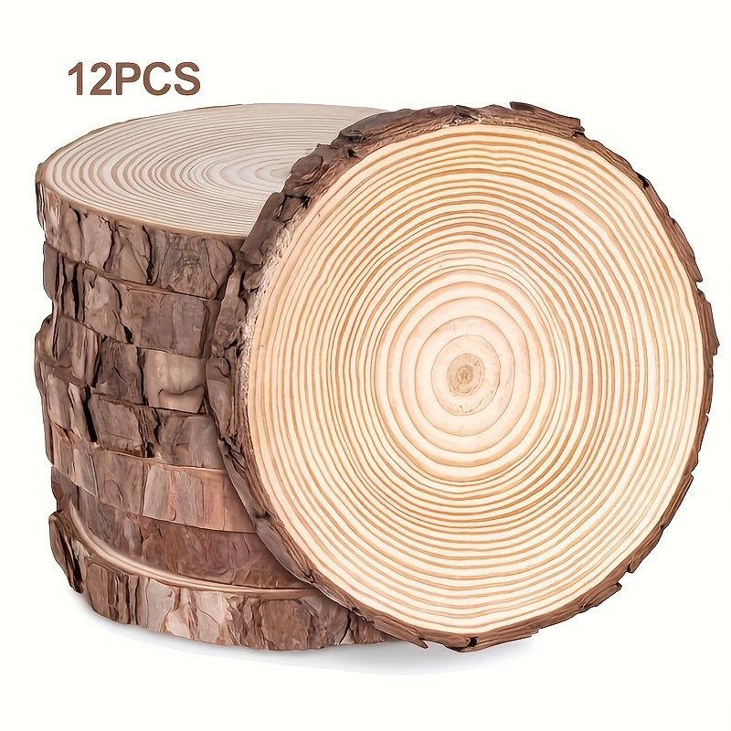  Wood Slices 10 Inches-11In 6 Pcs Wood Rounds Large Wood Slices  for Centerpieces Natural Wood Slab,Wood Pieces,Unfinished Wood Slices  forCrafts,Wood Centerpieces, Decor,Weddings, Christmas