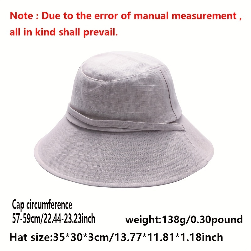 White Summer Bucket Hat Women Linen Sun Hat for Ladies Brim Bucket