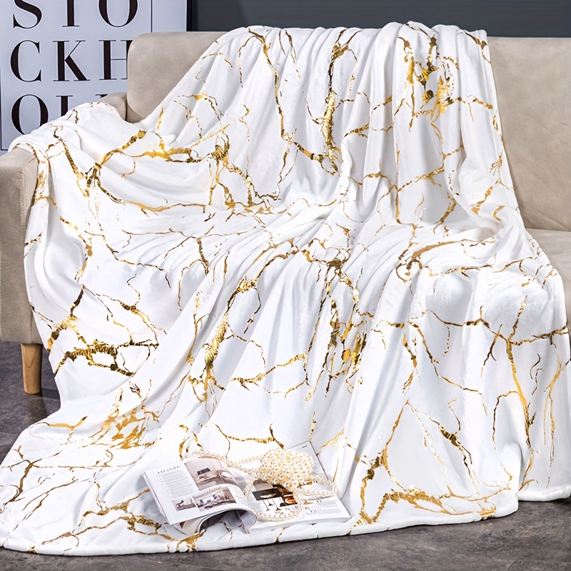 TEMU 1pc Golden-embossed High-weight Classic Flannel Blanket