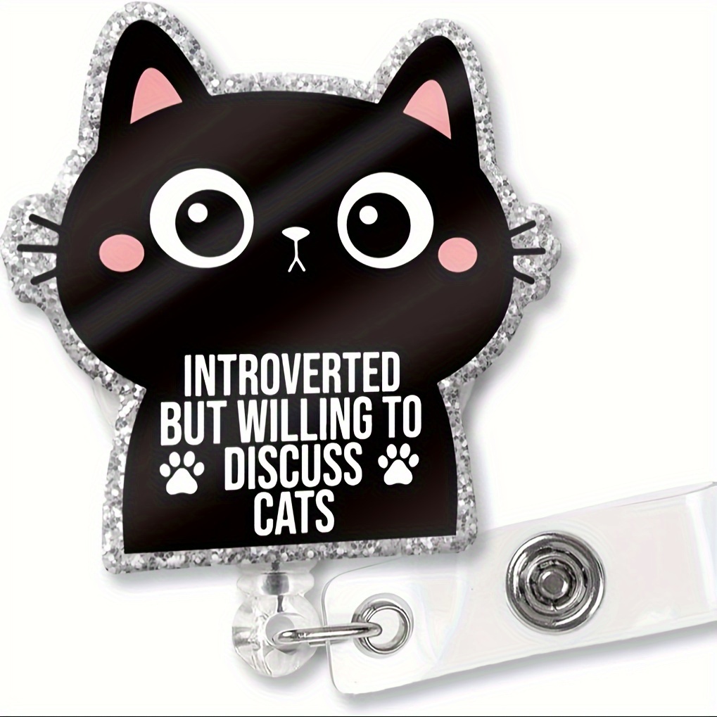 Introverted Willing Discuss Cat Funny Silver Glitter - Temu