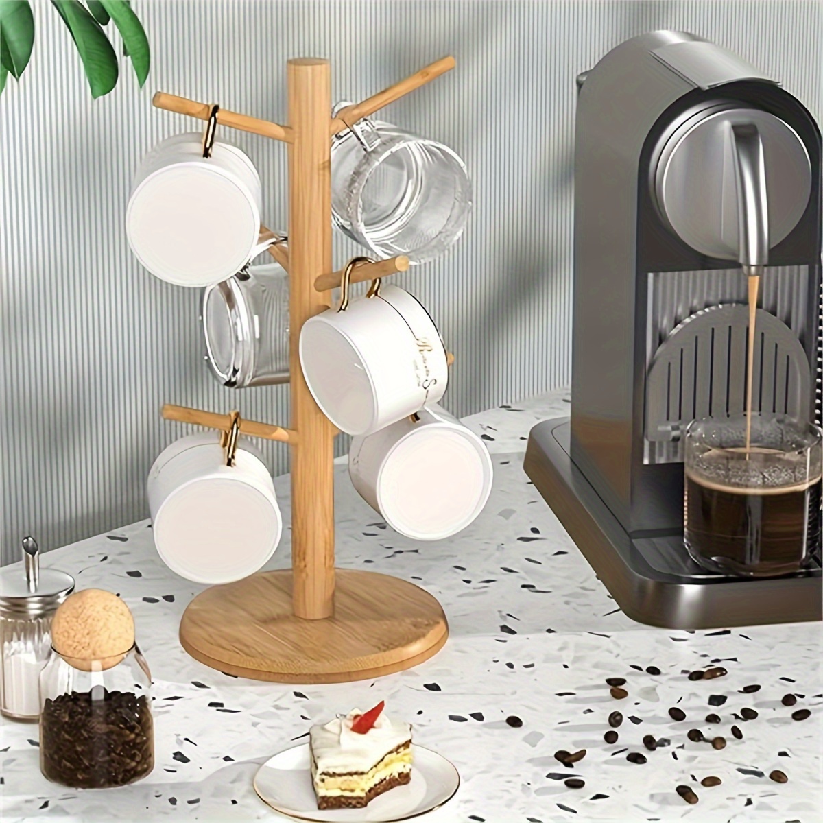 Mug Tree Mug Hanger Stand Coffee Cup Holder With 6 Hooks - Temu