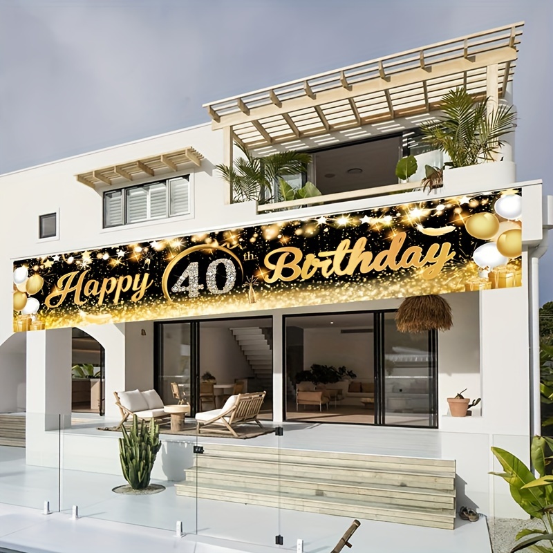 

1pc Birthday Party Decoration Black Golden Yard Banner Banners Birthday Party Decorations For Birthday 40/50/60th Birthday Party