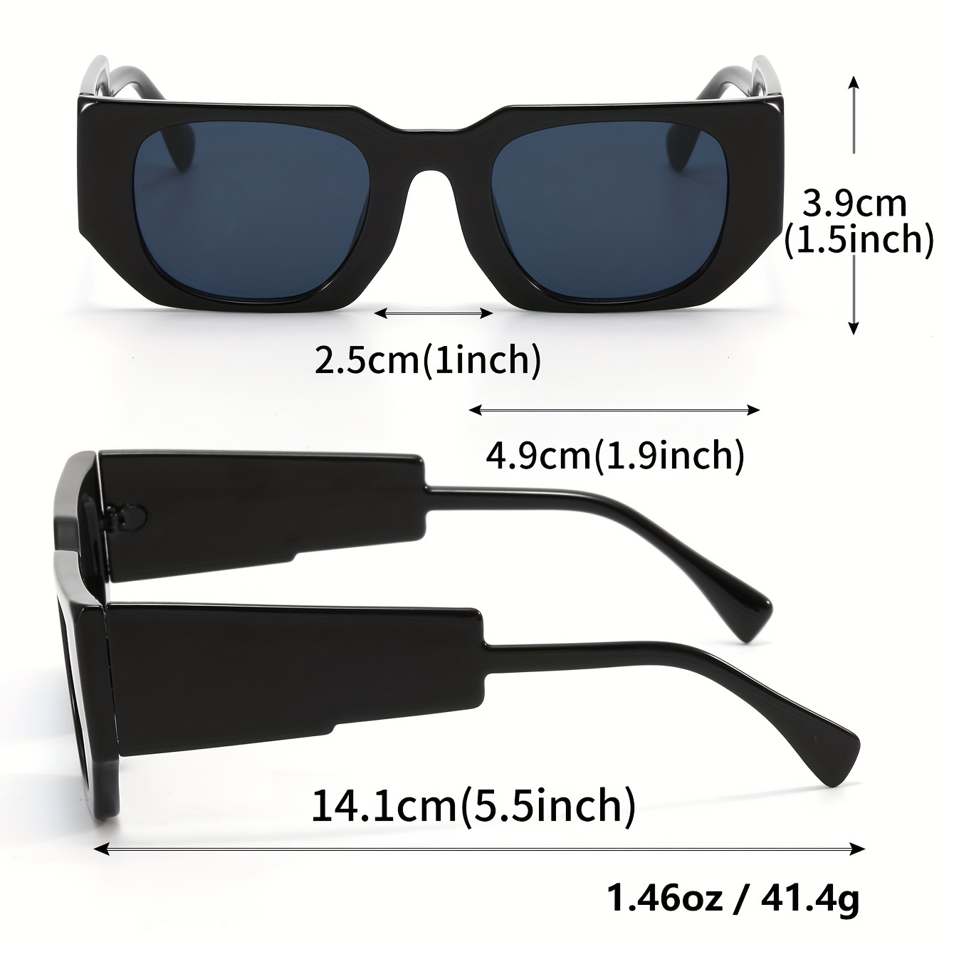 Trendy Cool Punk Hip Hop Square Sunglasses With Wide Temples For