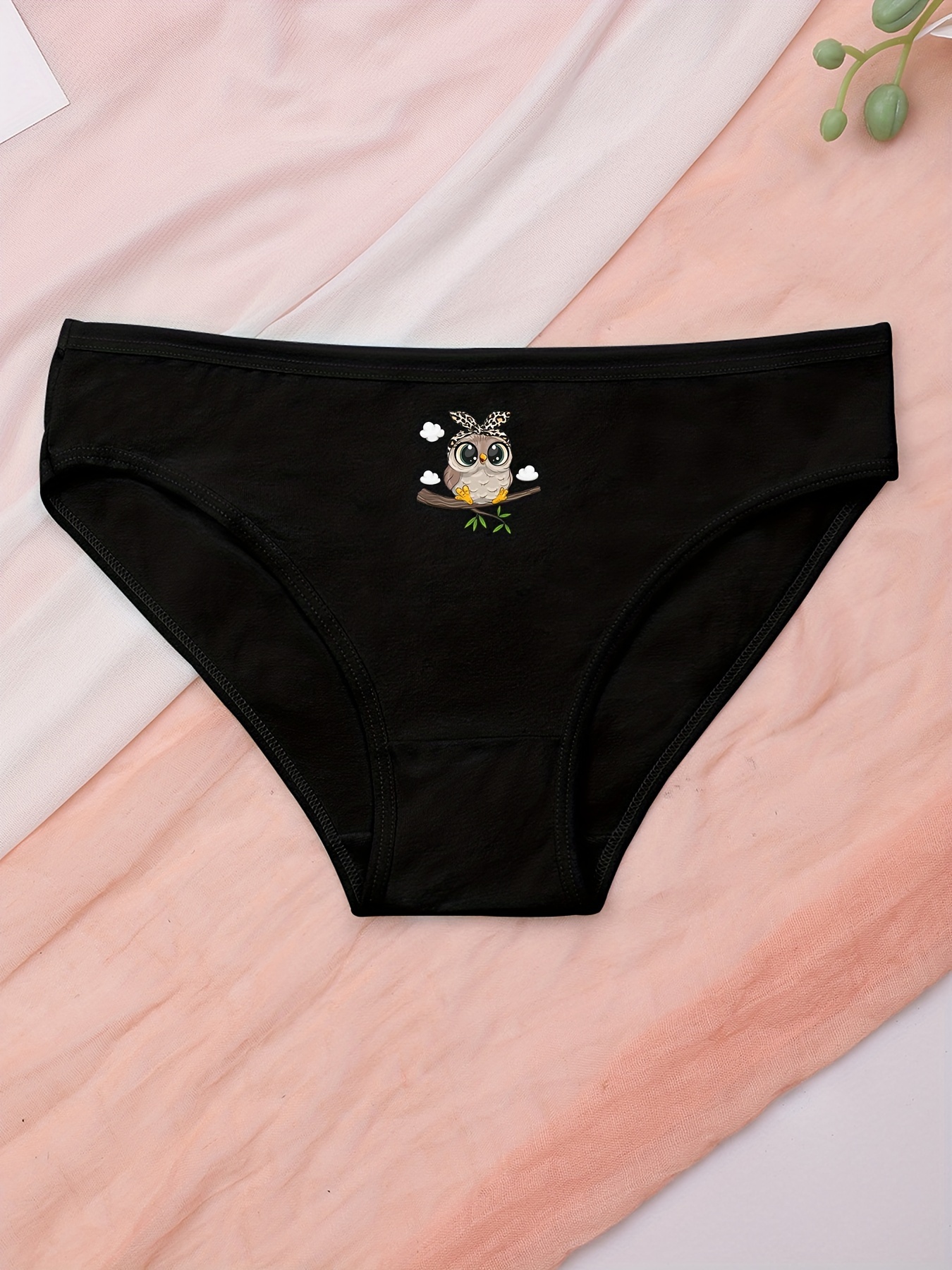 4pcs Cartoon Cat Print Briefs, Sweet & Cute High Waist Stretchy Panties,  Women's Lingerie & Underwear