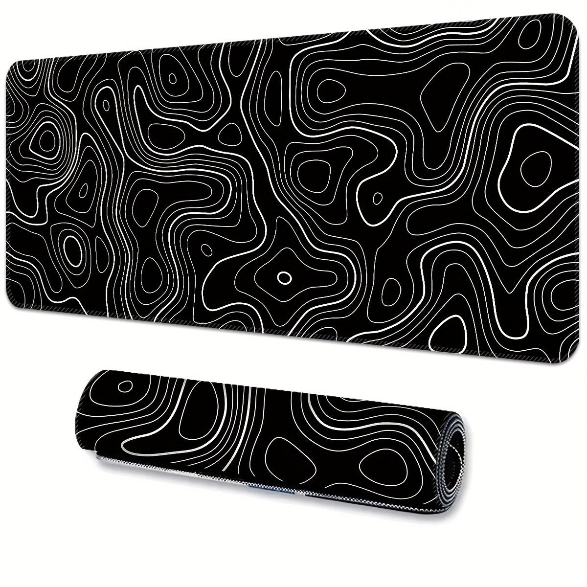 Grand Wave - tapis de souris Xxl noir et blanc pour ordinateur