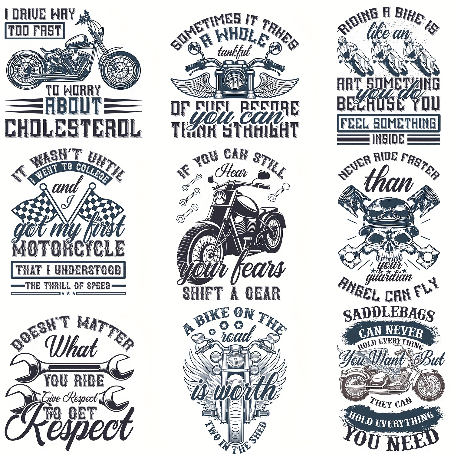 Vintage Motorcycle Skull Designs Iron Stickers Htv Appliques - Temu