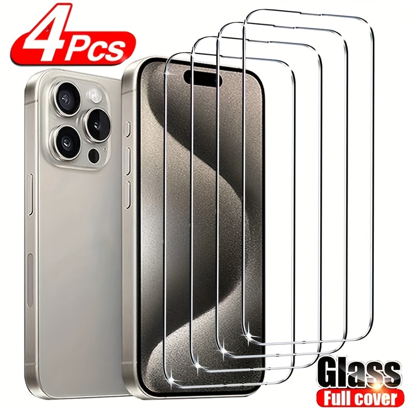 Protector de pantalla Premium para iPhone 15, 14, 13, 12, 11 Pro Max,  vidrio templado, cubierta
