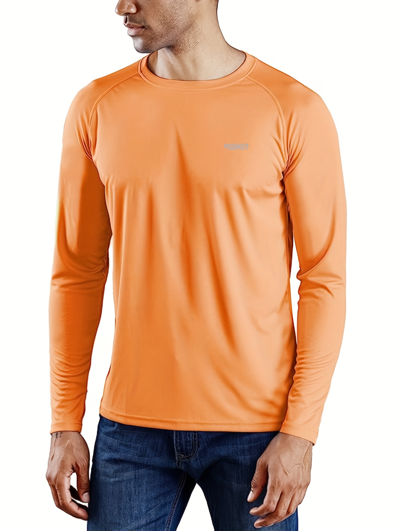 Men's Long Sleeve UPF 50+ Sun Protection SPF Shirts Color Block Muscle T- shirt