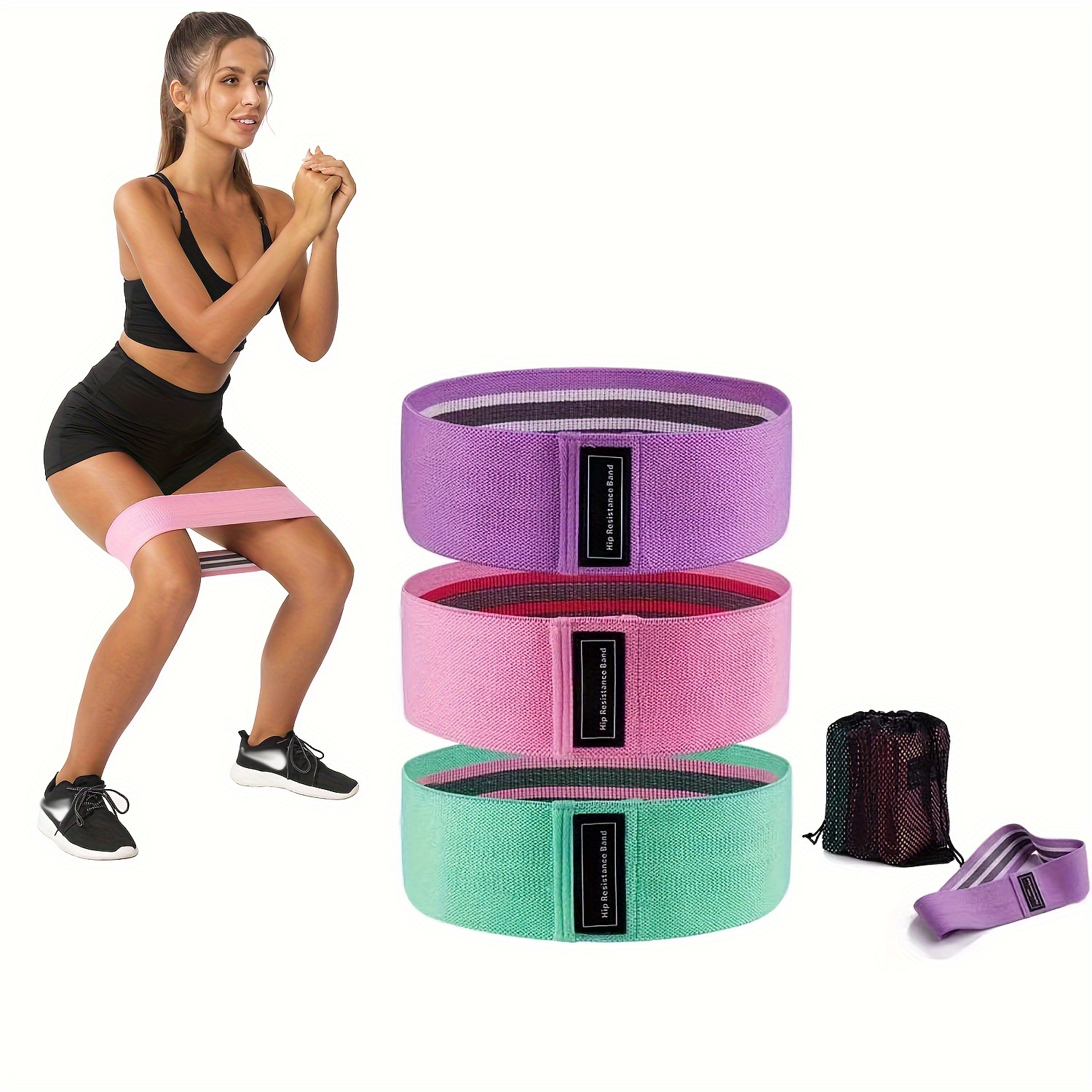 3pcs Yoga Gym Exercise Fitness Elastic Hip Fabric Resistance Bands