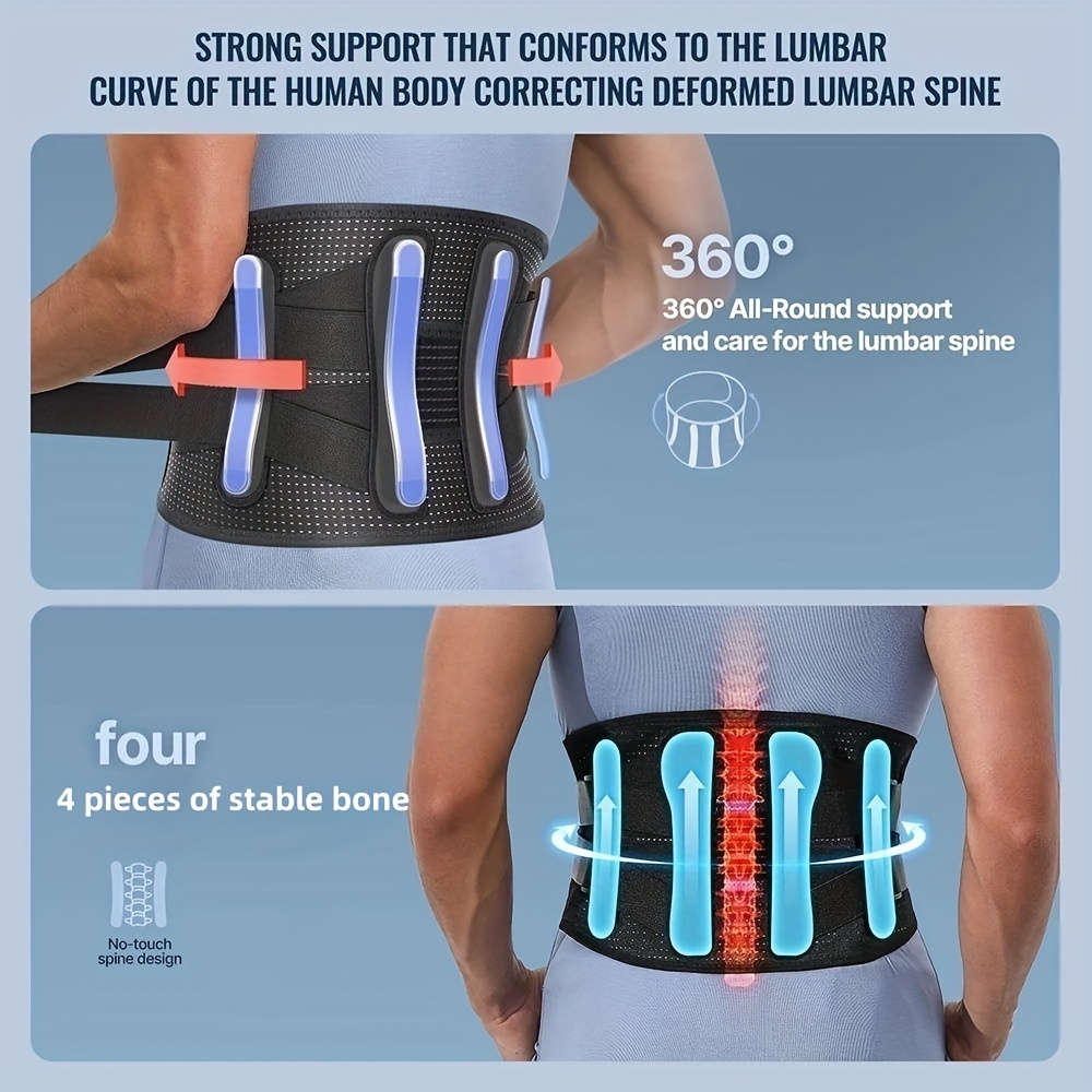 Lower Back Brace and Support Belt for Men and Women Adjustable Compression  Band with 3 Bones for Pain Relief 