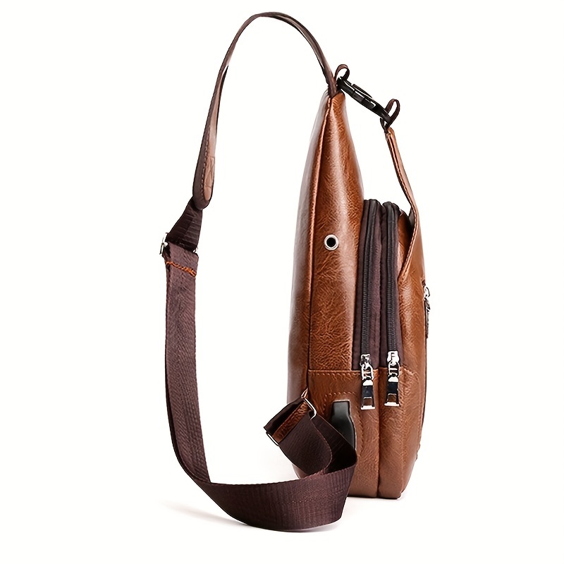  Bolso bandolera de cuero para hombre, impermeable