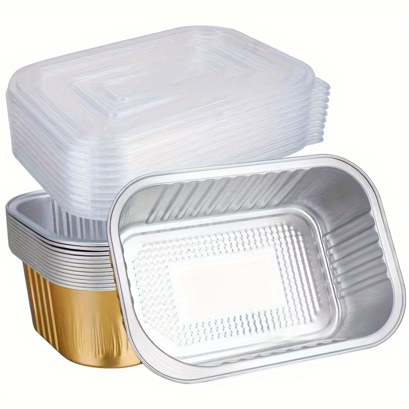 Conteneurs En Aluminium Jetables Boîte Alimentaire En Aluminium Isolé Sur  Fond Blanc