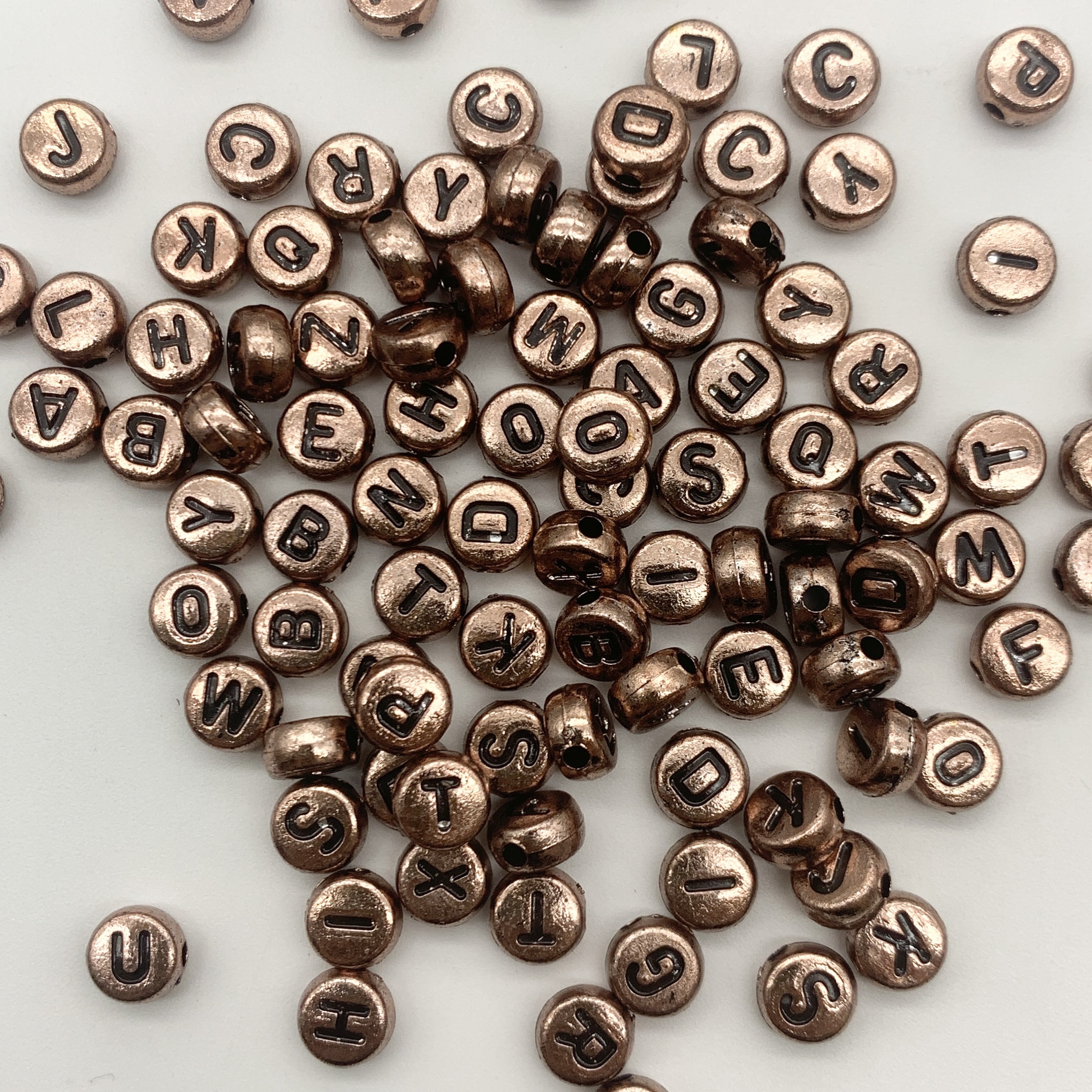 Alloy Color Ccb Round Loose Beads Alphabet Beads Alphabet - Temu