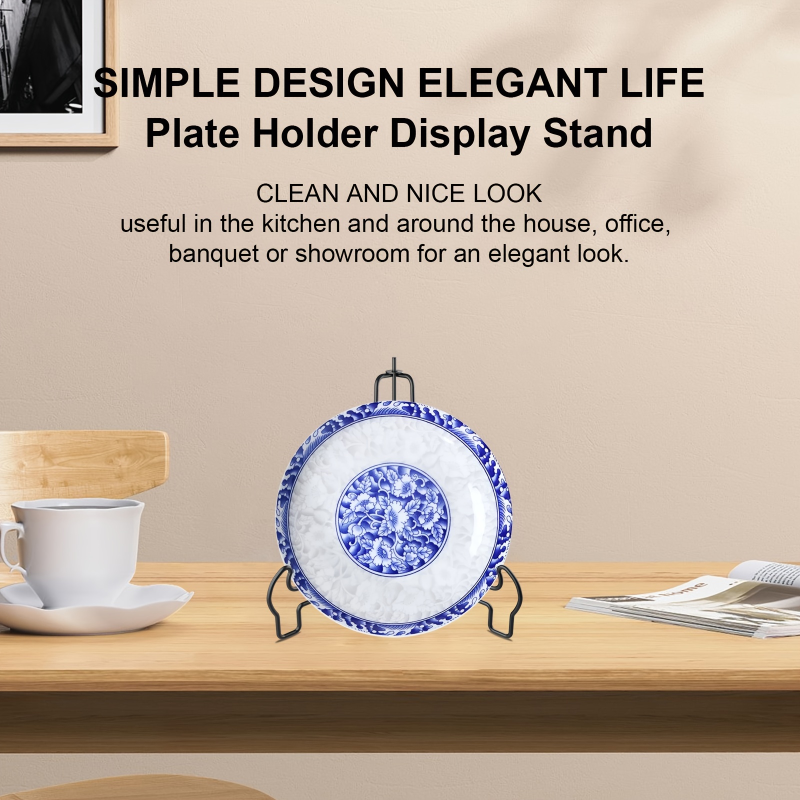 Elegant Black Iron Frame Plate Stands For Displaying Art - Temu