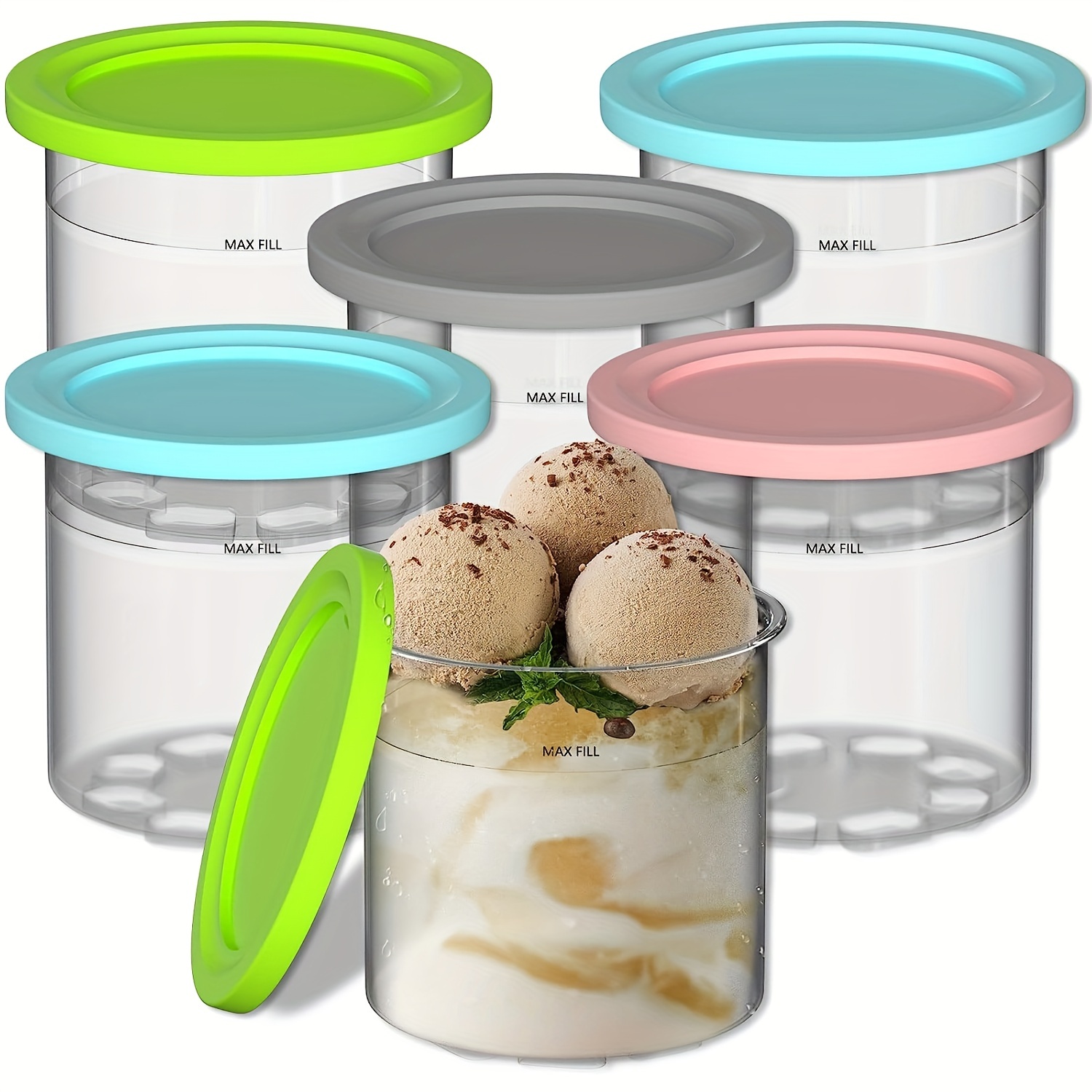 Ice Cream Pints Cup, Ice Cream Storage Can, Yogurt Storage Jar, Pint  Containers With Silicone Lids Replacement For Ninja For Cream Pints And  Lids Ice Cream Storage Containers, Suitable For Ice Cream