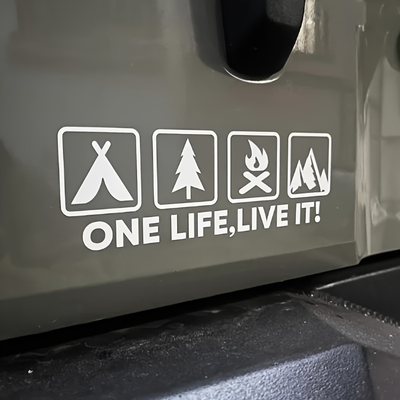

1 Life Live It Camping Outdoor Enthusiast Car Sticker Wild Survival Quadruple Decal For Vehicle Auto Window Tail Body