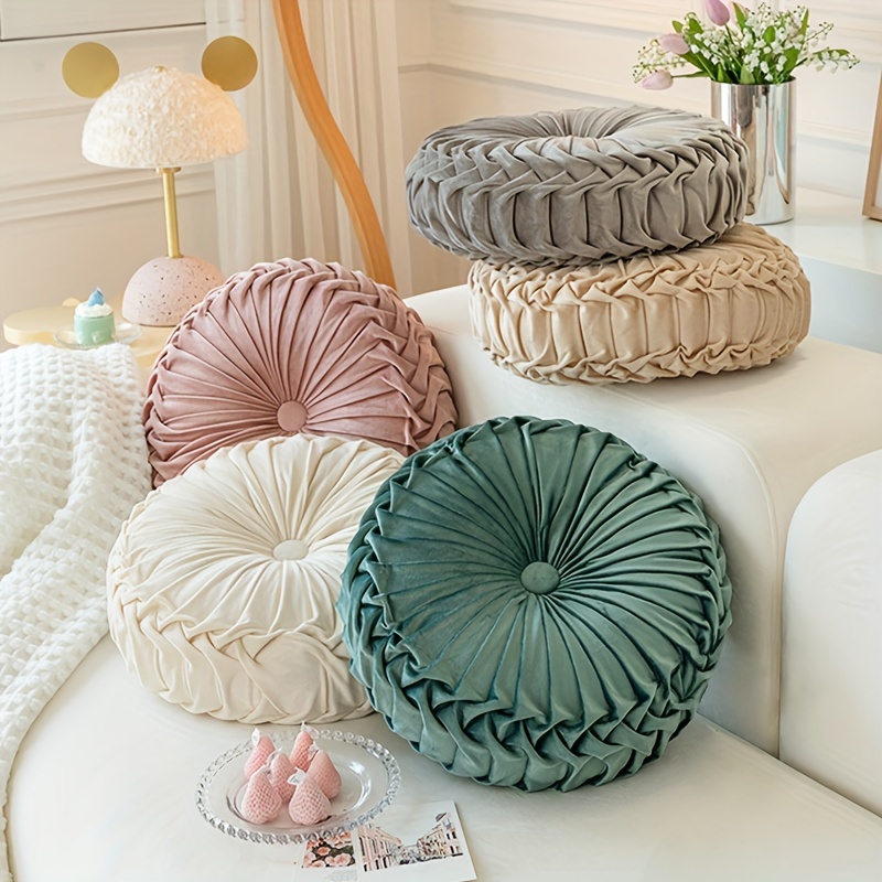 Round Pillow Cushion Couch Decorative Small Throw Pillow Home Decoration  Pleated Round Pillow Cushion