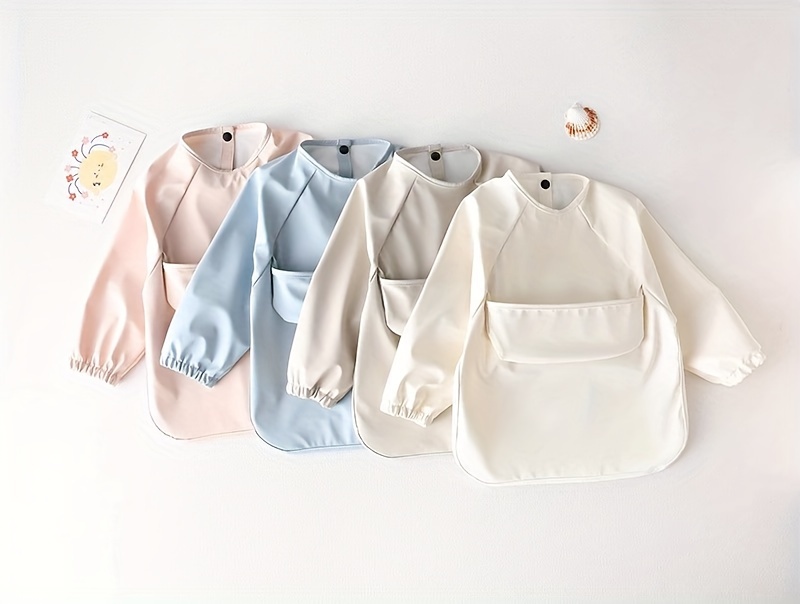 eating pu material long sleeve bib soft put dirty waterproof eating clothes cover up feeding clothes reverse wear details 2