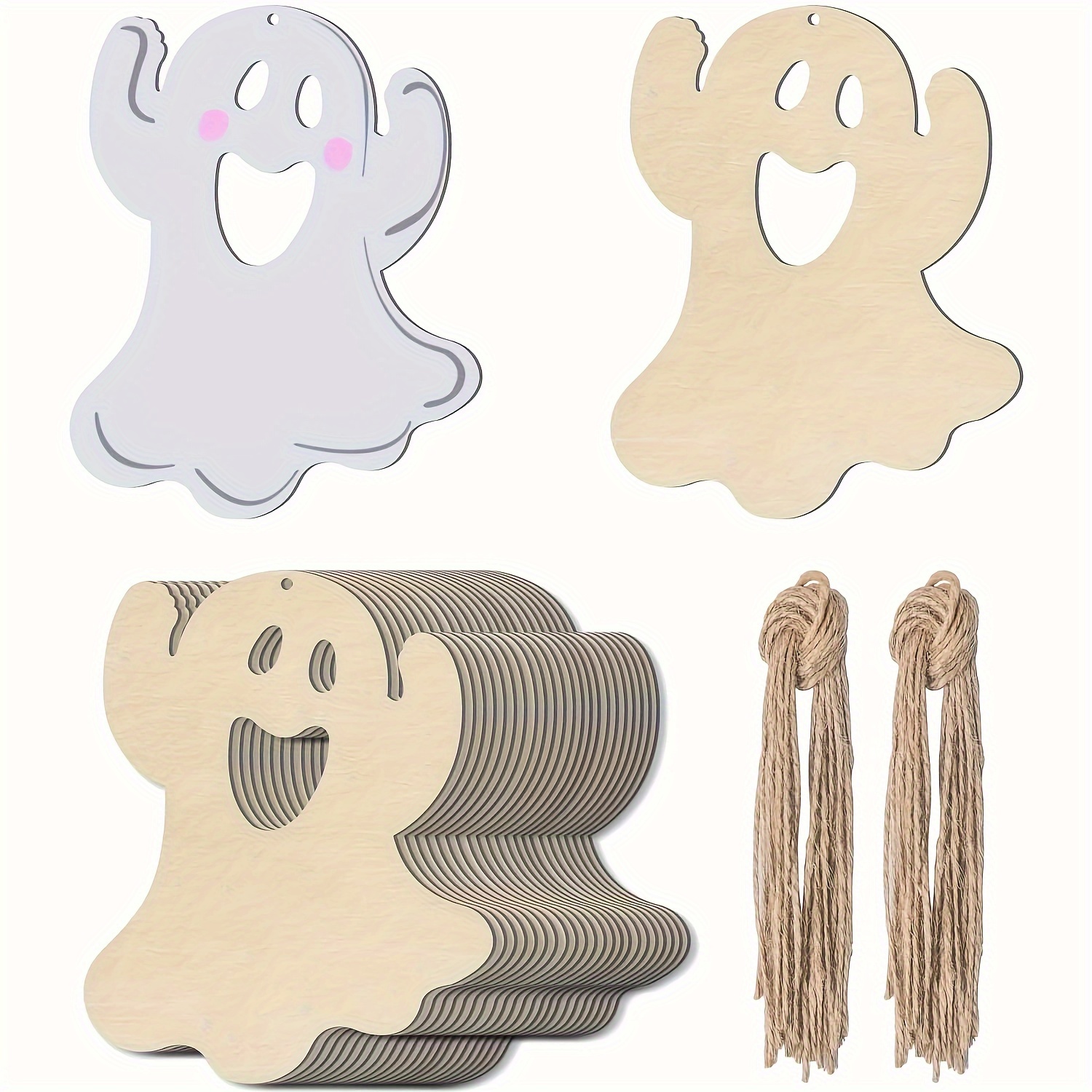Unfinished Wood Cutouts, Witch Halloween Decorations (24 Pack)