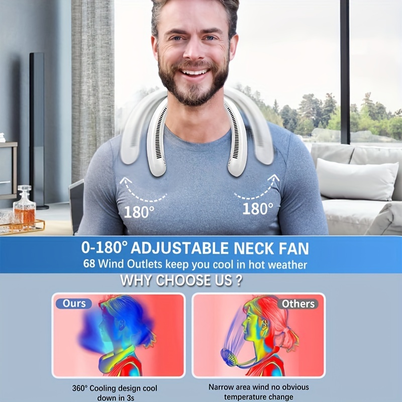 Ventilador de cuello portátil personal con semiconductor, ventilador de  cuello sin aspas para mujeres y hombres, enfriador de hielo portátil