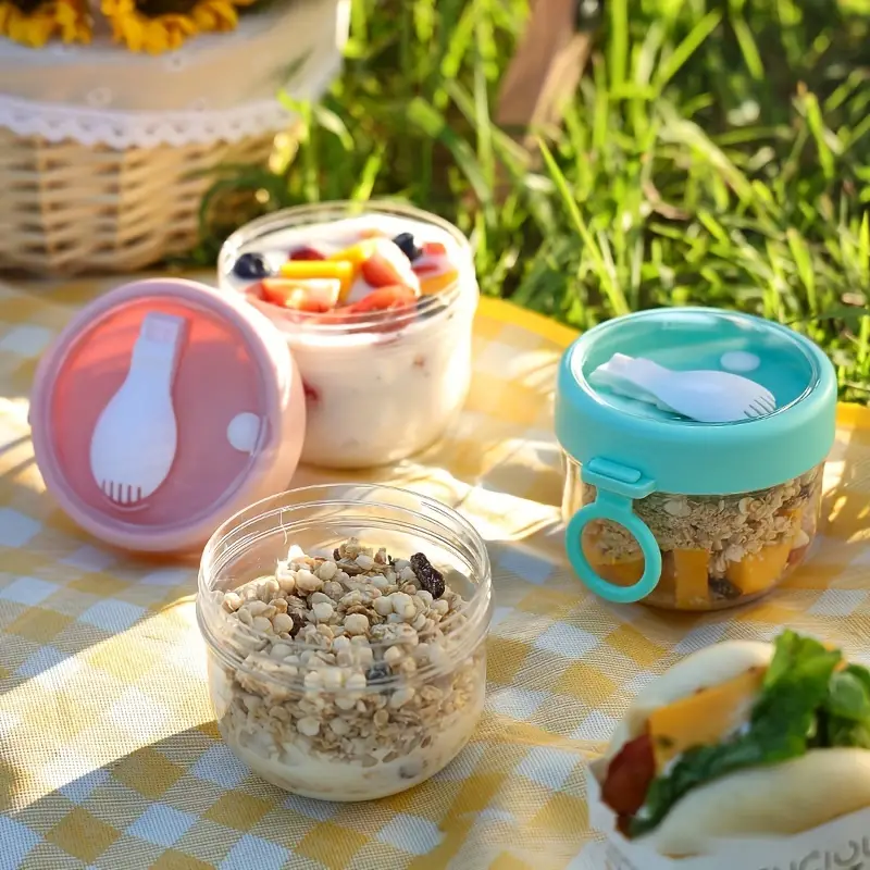 Salad Cup Overnight Oatmeal Cup With Lid And Spoon Sealing Portable  Breakfast Cup Yogurt Cereal Jar Soybean Milk Milk Cup - Temu